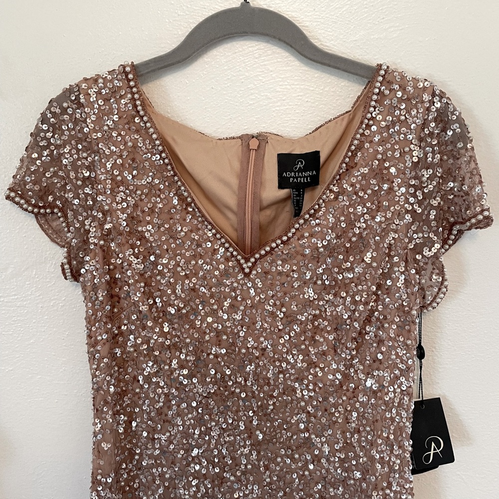NWT Sparkly Rose Gold Dress Adrianna Papell Size 4